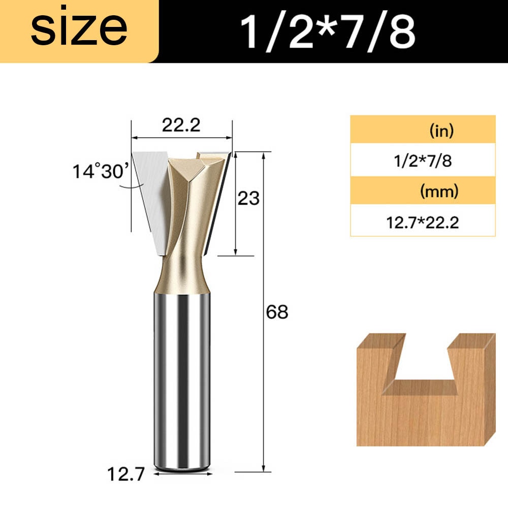 Tideway Dovetail Router Bits Joint Milling Cutter Tools for Furniture Building Cabinet Making Engraving Cutting Tool for Wood: W00114