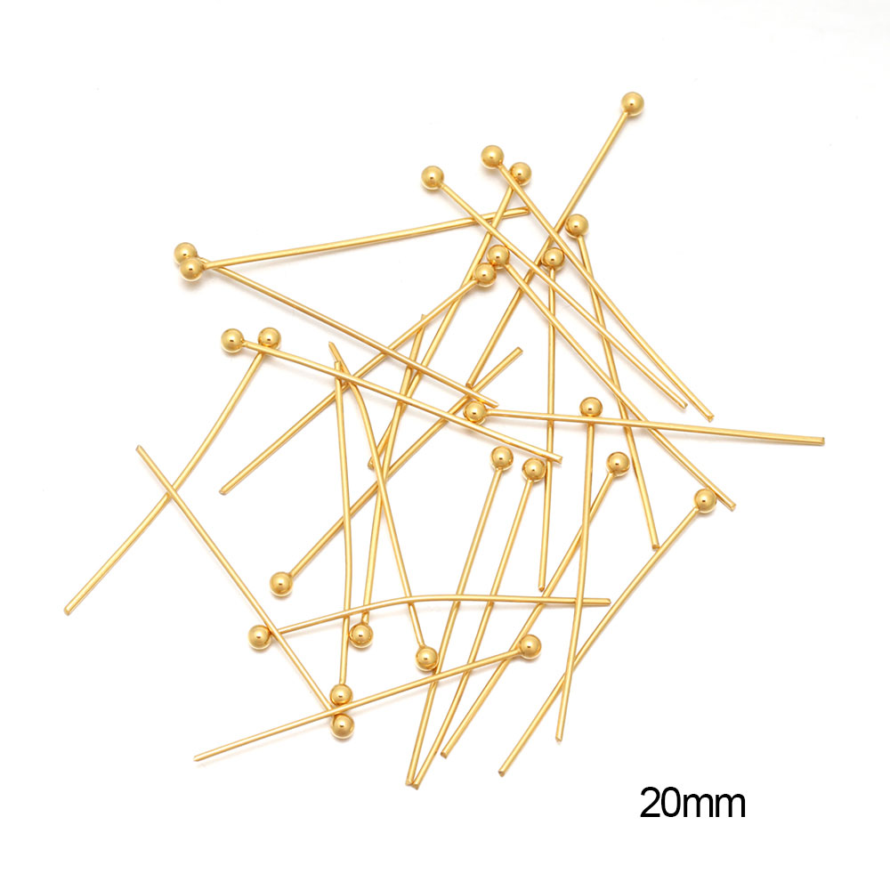 100/50 Uds. Cabezas de acero inoxidable, alfiler de cabeza plana, alfileres de cabeza de bola de Color dorado para accesorios de joyería DIY