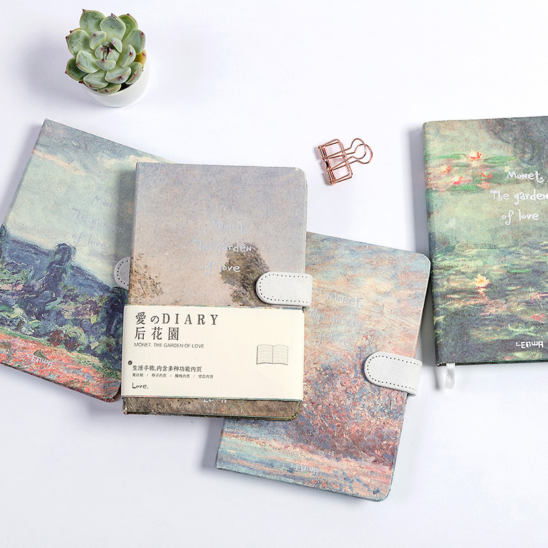Creatieve Briefpapier Hardcover Dagboek Monet Tekening Stijl Handboeken Schema Plan Notebook