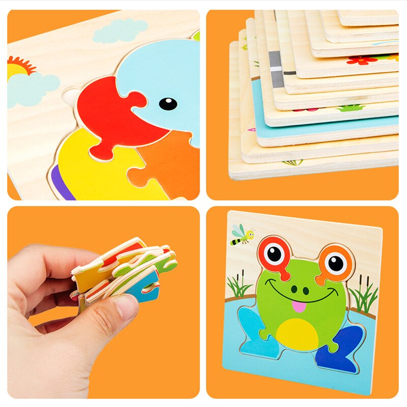 Houten Hand Grab Board Puzzel Speelgoed Dier Puzzels voor kinderen Cartoon Puzzel Leren Educatief Intelligentie Spel Speelgoed