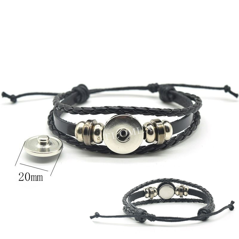 Pulsera de cuero con hebilla de cristal de 26 letras A-Z, nombre de identificación, amistad, pulsera tejida negra ajustable para niños y niñas como familiar