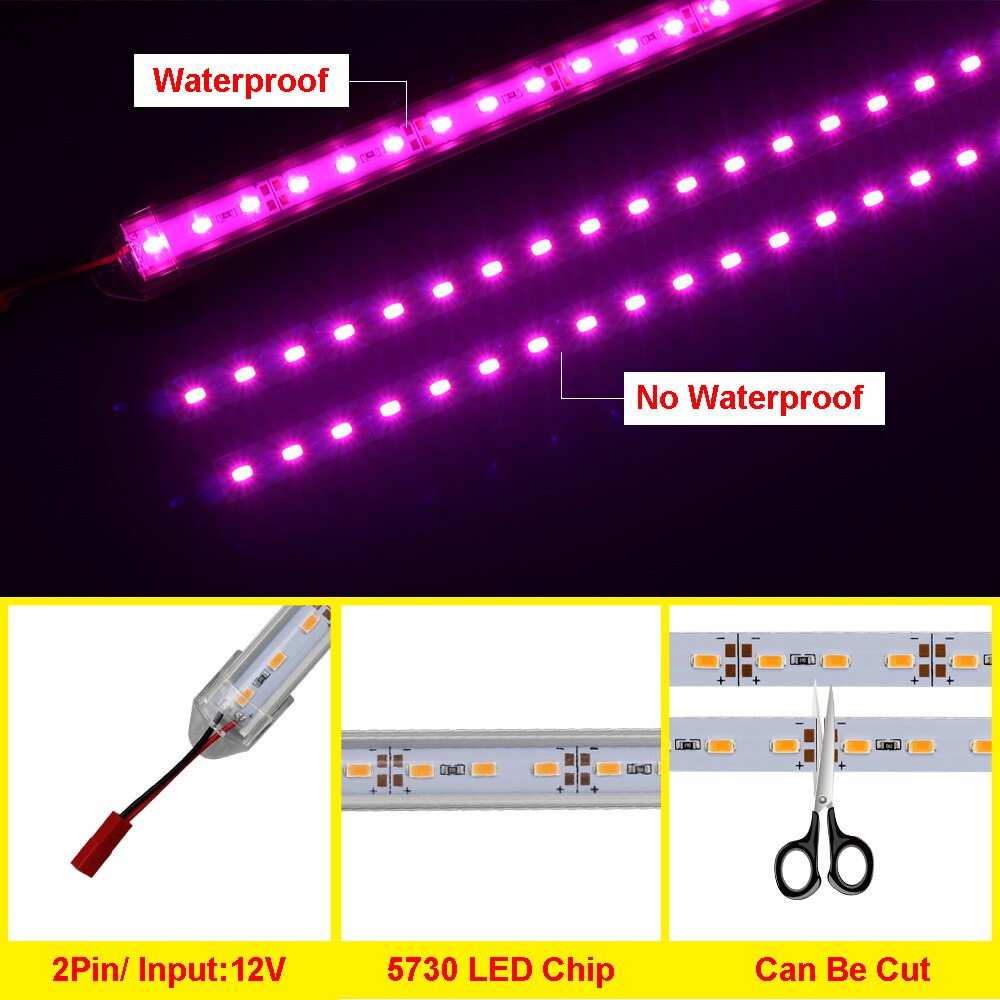 Full Spectrum Hydroponic LED Grow Light 50CM SMD 5730 DC12V Grow Tent Lamp Led Rigid Strip For Flower Seeding Greenhouse