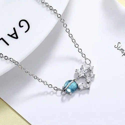 Pulseira com pingente de estrela e lua ajustável, pulseira simples, adorável, brilhante, de zircônia, joias femininas para amantes, presente: Stars Planet