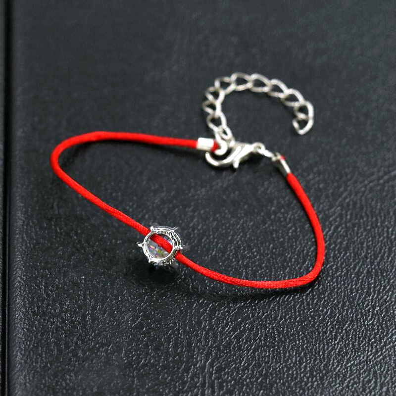 BPPCCR Dünne rot Seil Faden Schnur Armbänder Frauen Mädchen Silber Farbe Österreichischen Kristalle AAA Zirkon Glück Charme Armbinde Pulsears