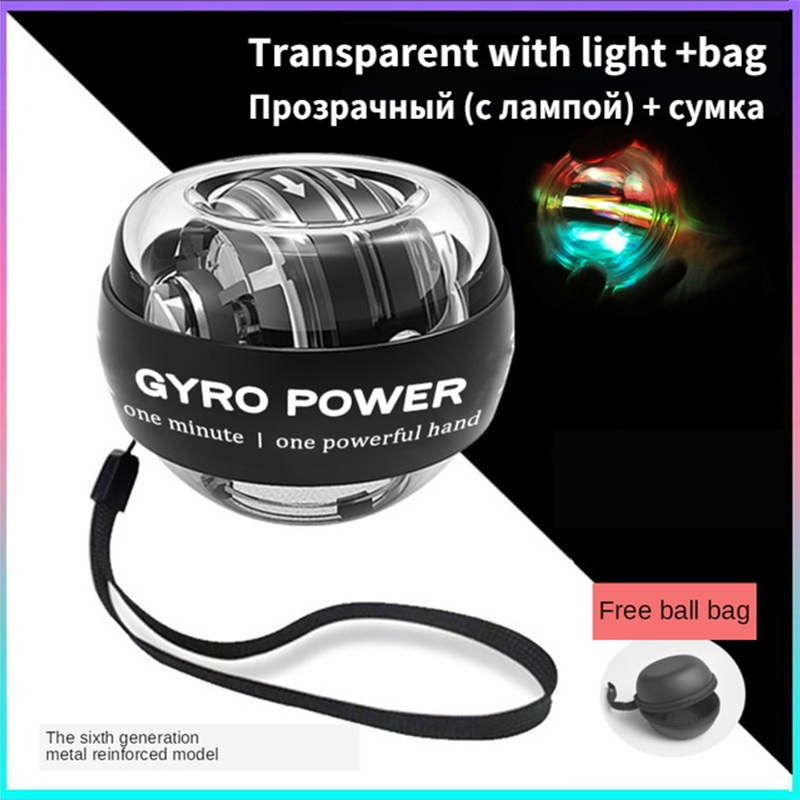 Led Gyroscopische Powerball Autostart Bereik Gyro Power Wrist Ball Met Teller Arm Hand Spier Kracht Trainer Fitnessapparatuur: Black with Bag