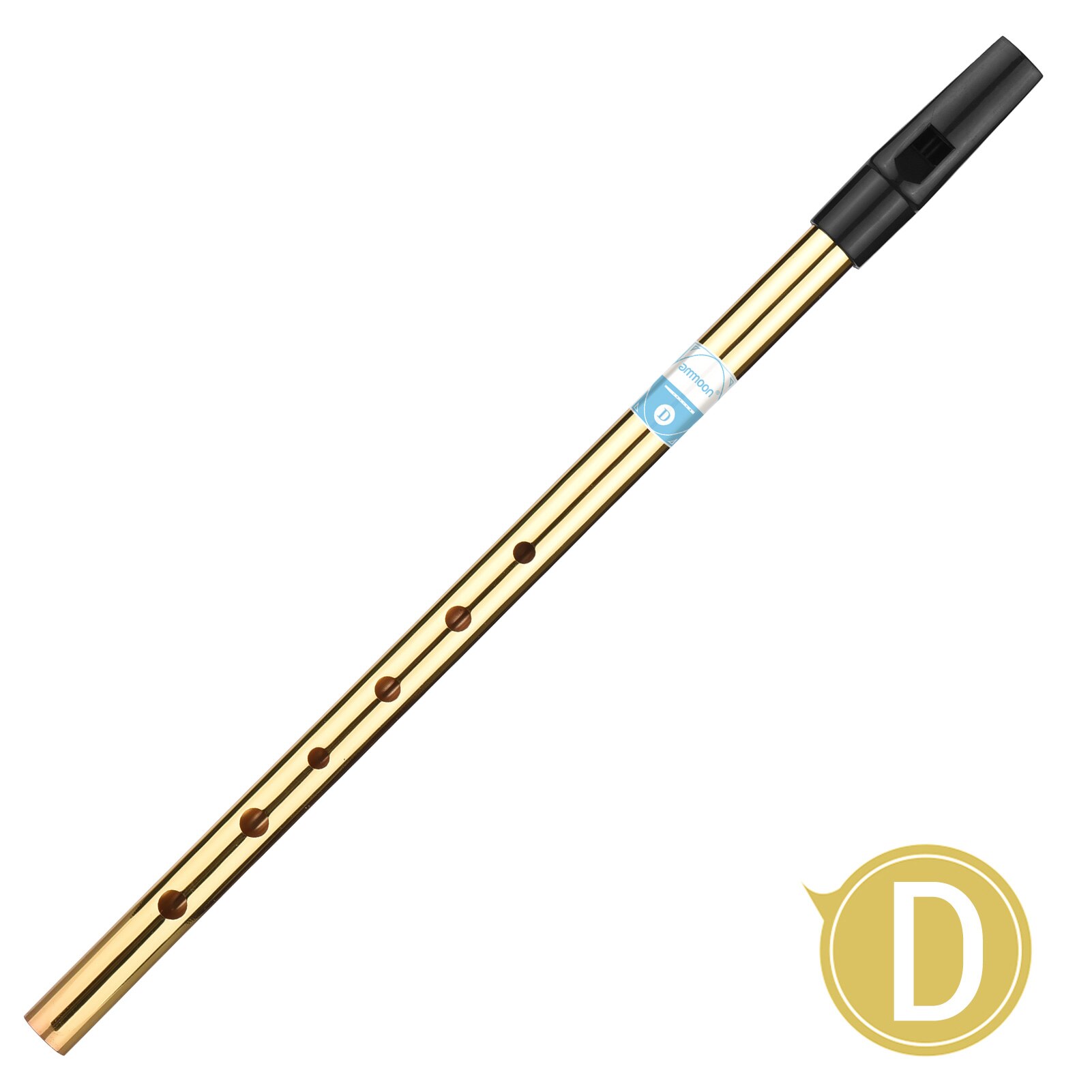 ammoon Irish Whistle Flute Key of C 6 Holes Flute Wind Musical Instruments for Beginners Intermediates Experts: Gold D Key