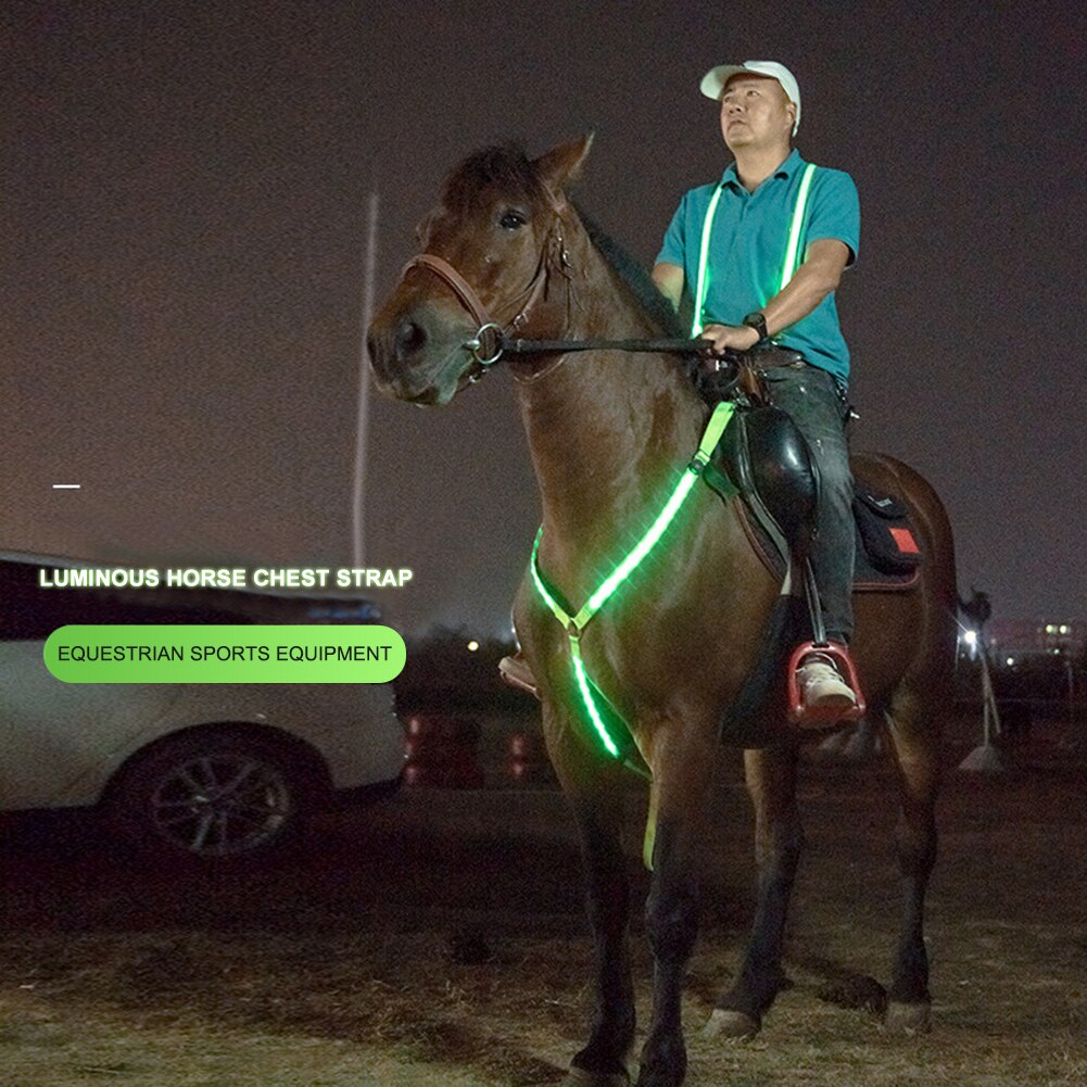 Rood/Groen/Blauw Verstelbare Paard Led Licht Harnas Nylon Borst Borstplaat Riem Singels Lichten Nacht Veilig Paardrijden apparatuur