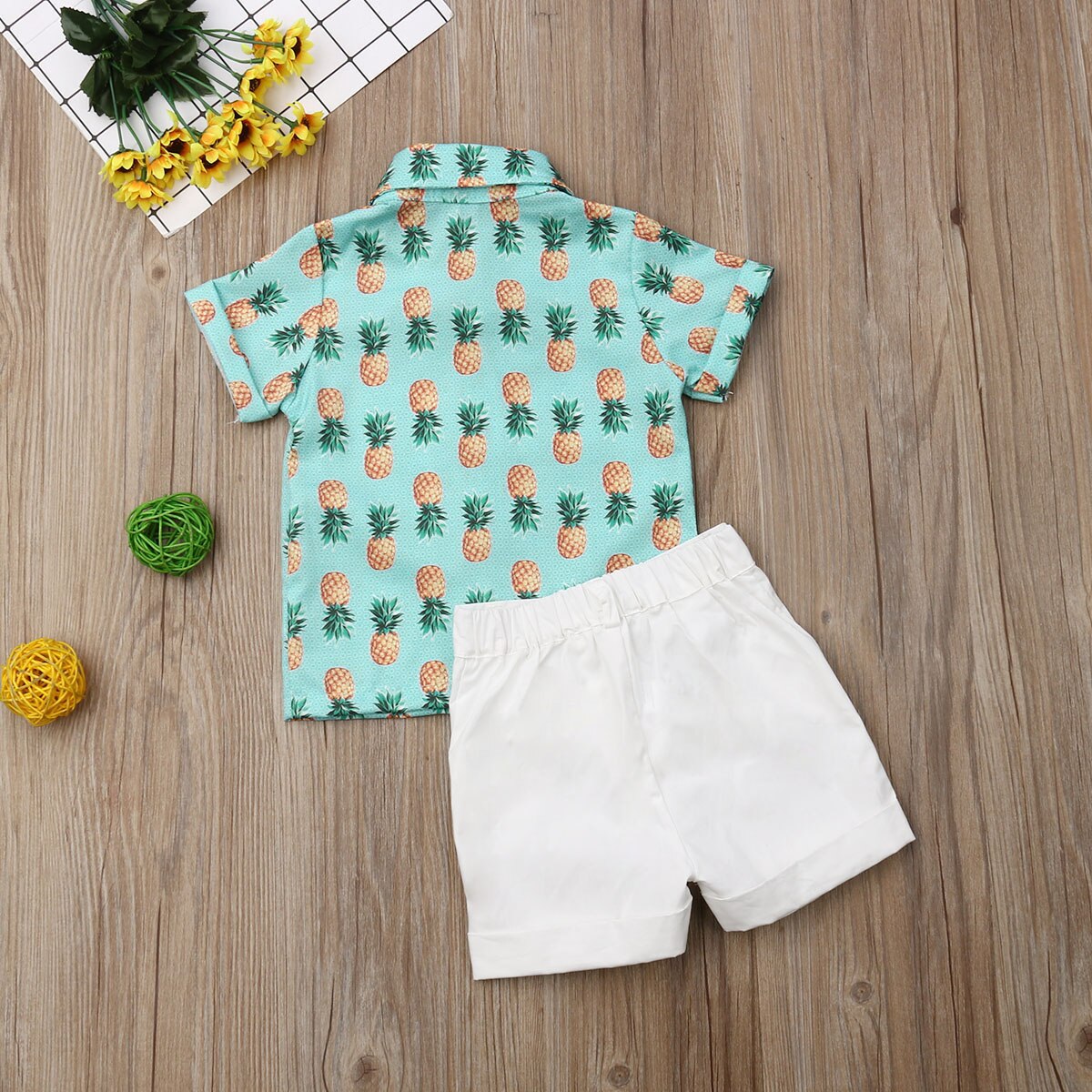 Citgeett-ropa de piña para niños pequeños, camisa, Tops, pantalones cortos, conjunto Formal de playa, trajes de verano