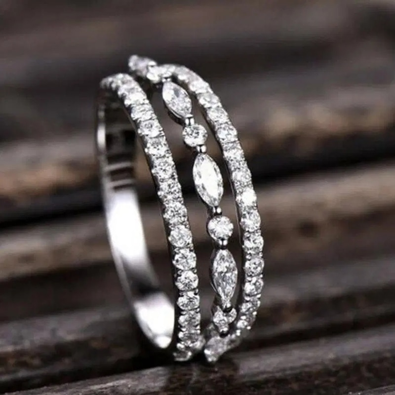 Huitan Nieuw Fancy Vrouwen Vinger-Ringen Met Dazzling Witte Zirconia Bruiloft Huwelijk Party Ring Mode-sieraden: 6
