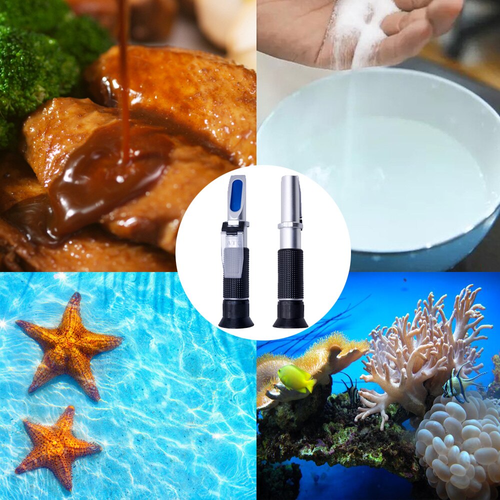 0~10% Salinometer 0-28% Hand Held Salinity Refractometer Salt Water Concentration Tester Saltwater Refractometers For Aquarium