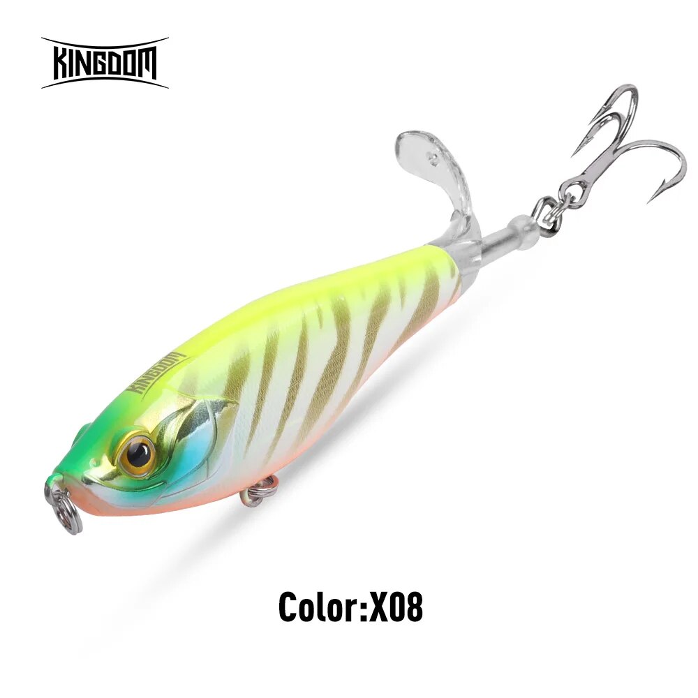 Reino Topwater Hélice Lápis Isca Popper Whopper Plopper 90mm 11g 110mm 17g Wobblers Artificiais Para Bass Pike Hard Lures: 150 milímetros / Black & White Lable