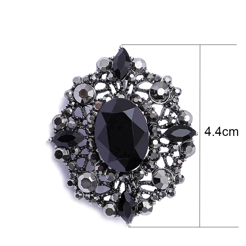 SINLEERY Gothic Style Red Black Blue Oval Big Stone Brooches For Women AAA Cubic Zircon Pins Jewelry Accessories ZD1 SSG: XZ144B