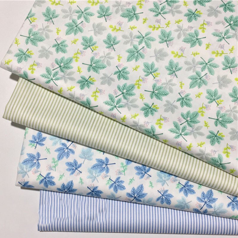 Pretty Blue Green Maple Leaf 100% Cotton Fabric 50x160cm Floral Fabric patchwork quilting bedding cushion baby cloth decor