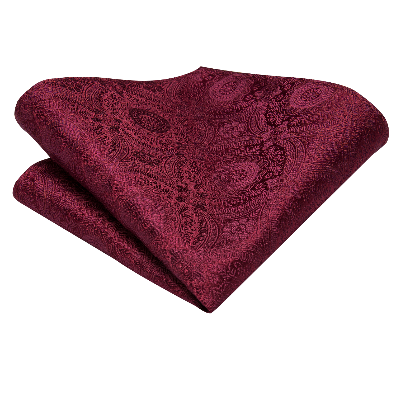 Hi-Tie Heren Cadeau Stropdas Set Rode Wijn Bordeaux Paisley Zijden Bruiloft Stropdas Voor Mannen Hanky manchetknoop