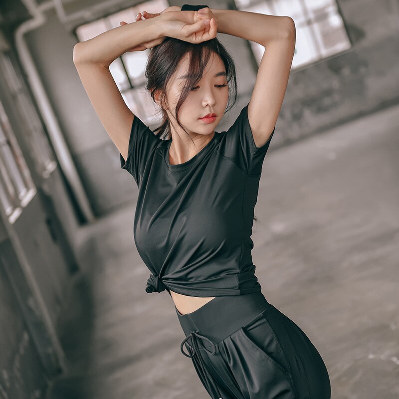 Kvinder plus størrelse korea stil løbebukser åndbar løs lille ben åben sport fitness bukser yoga joggingbukser stor størrelse