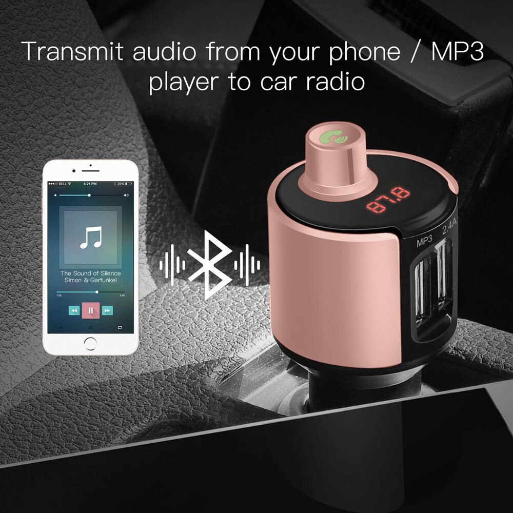 Bluetooth Auto Fm-zender Draadloze Radio Adapter MP3 Speler Plus USB charger: C