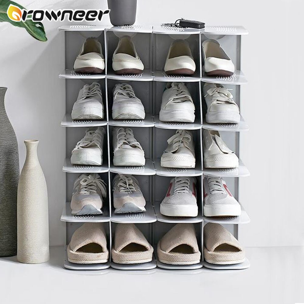 6 schichten Stapelbar Schuh Aufhänger Montage Integrierte Große Kapazität Schuhe Lagerung Gestell PP Platzsparende Sicherheit Schuh Stand Organizer