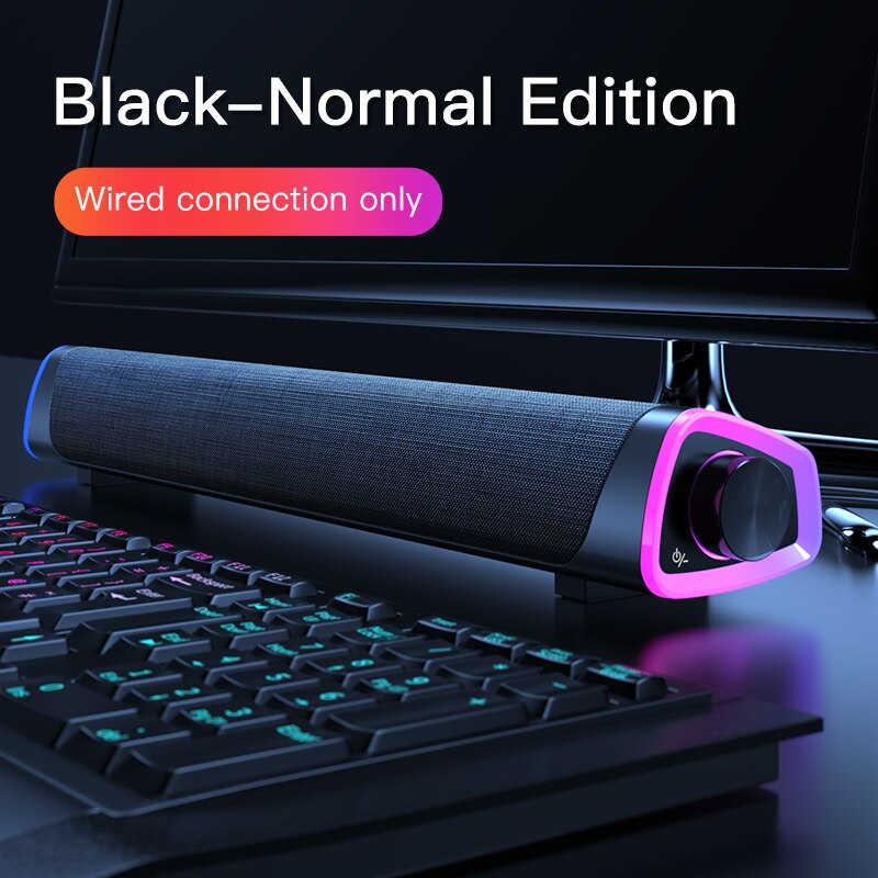Bluetooth 5.0 Speaker Usb Bedrade Computer Geluid Bar Stereo Subwoofer Soundbar 3D Thuis Surround Luidsprekers Voor Pc Theater Aux 3.5mm: Wired black