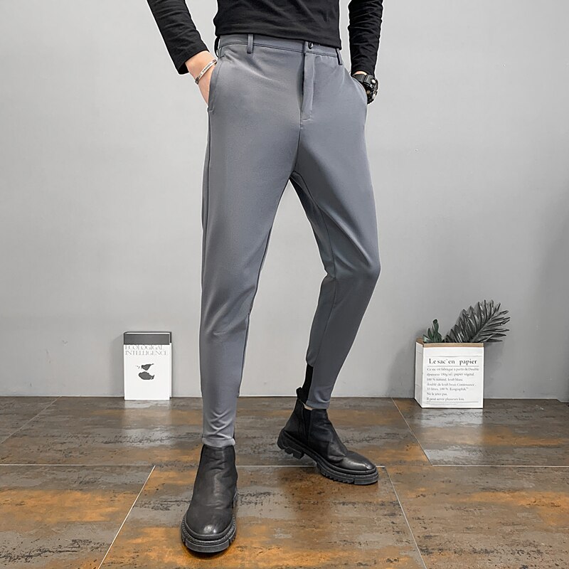 Men Suit Pants Business Office Social Slim Fit Trousers Streetwear Casual Pencil Pants Pantalon Homme Classique