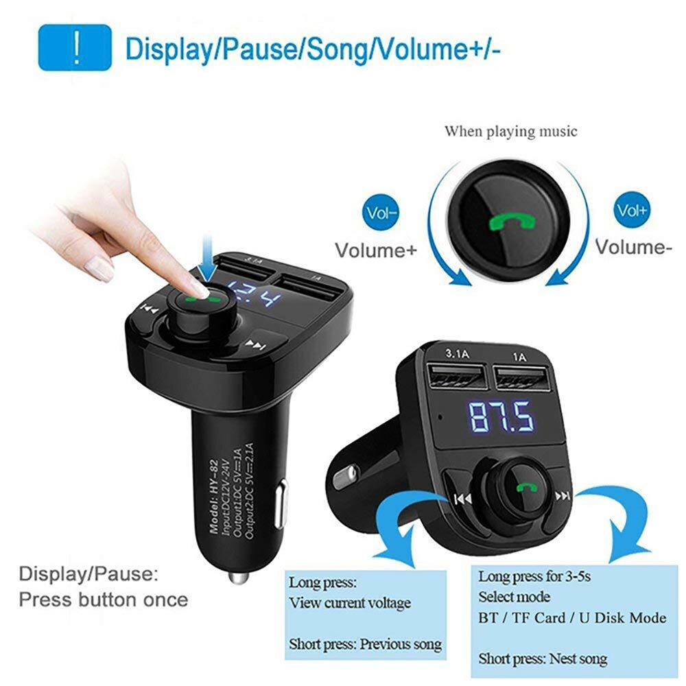 Victsing-transmetteur FM voiture | Kit Bluetooth, double USB, lecteur MP3, Radio Port USB, mains libres, compatibilité large, voiture