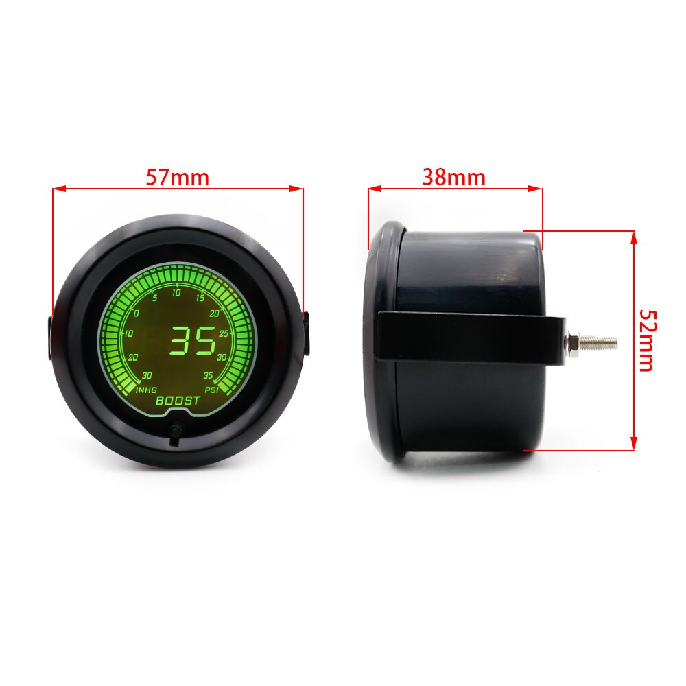 2" 52mm Boost gauge EVO LCD 7 Colors Digital Turbo Boost gauge -30In.hg-35PSI Car meter Vacuum gauge