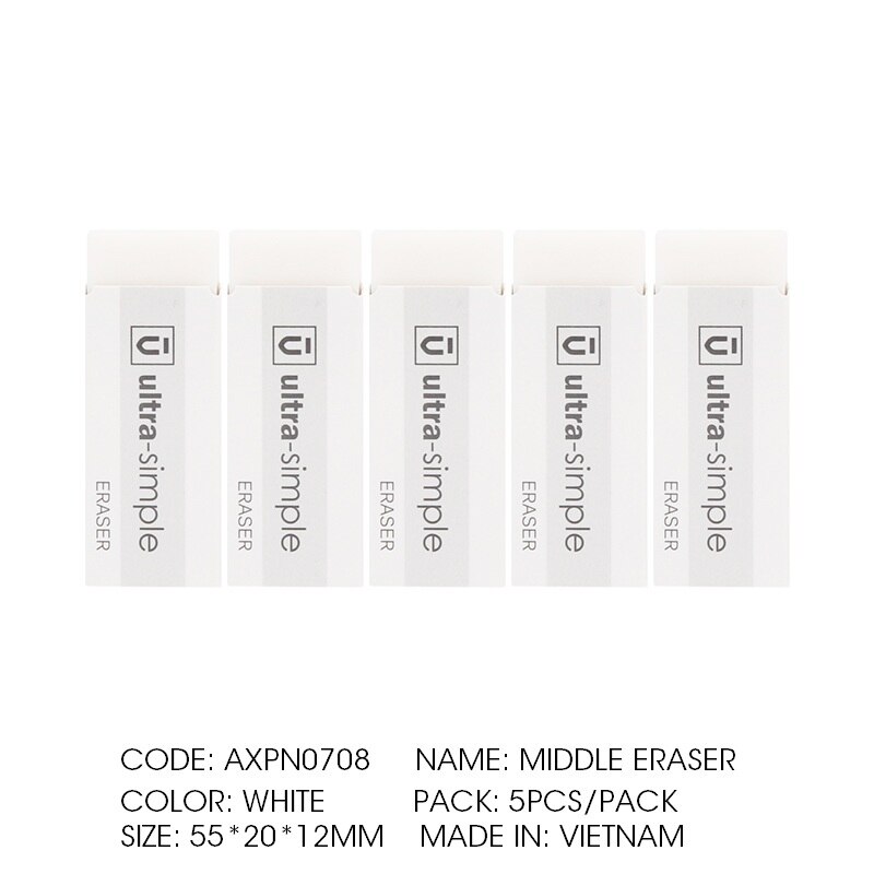 Andstal 10pcs/lot Japanese White Eraser M&amp;G Kawaii Rubber Erasers Mini pencil eraser gum set for school supplies rubbers: 5pcs middle white