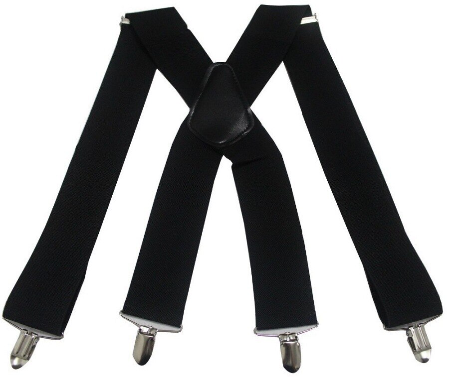 Hängslen herrhängslen för kvinnor jeans byxor byxa med clip-on hängslen elastiska hängslen: Svart