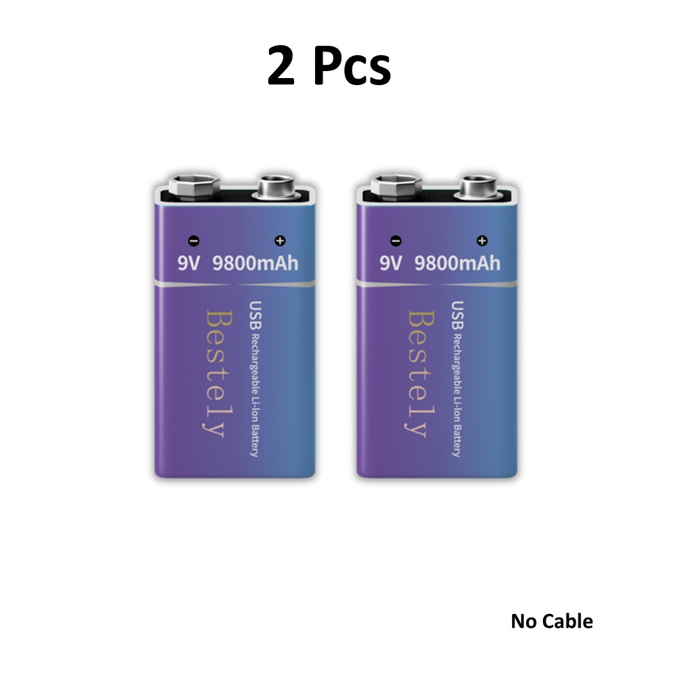 Baterías recargables estándar de 9 voltios, batería de litio tipo C de 9 V de gran capacidad de 9800 mAh, batería de autodescarga baja precargada: Gris