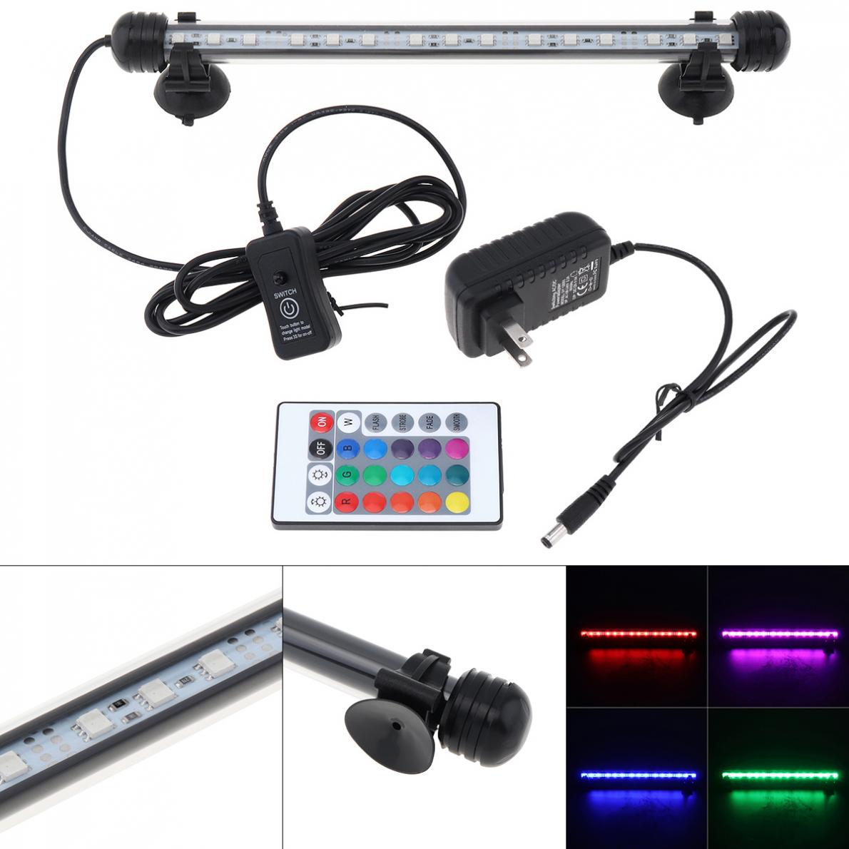 Submersible Light 18-62CM Aquarium Fish Tank LED Light 5050 SMD RGB Submersible Waterproof Strip Light with Remote Control