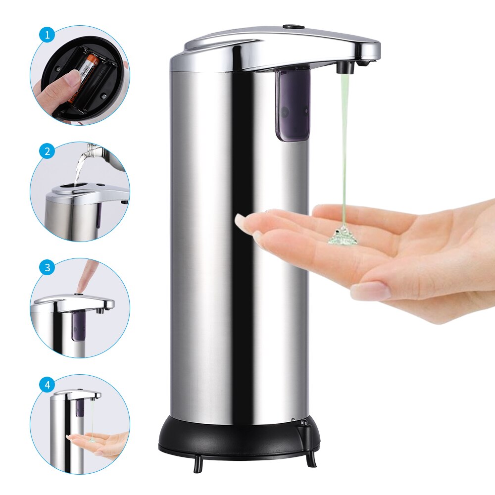 Roestvrij Staal Automatische Zeepdispenser Hand Inductie Touchless Zeepdispenser Met Ir Sensor Badkamer Accessoires