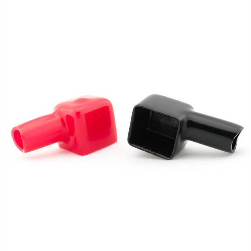 Durable 2pcs Red&Black Square Motorcycle Battery Terminals Rubber Covers Universal fit for Bike Scooter for Kart ATV