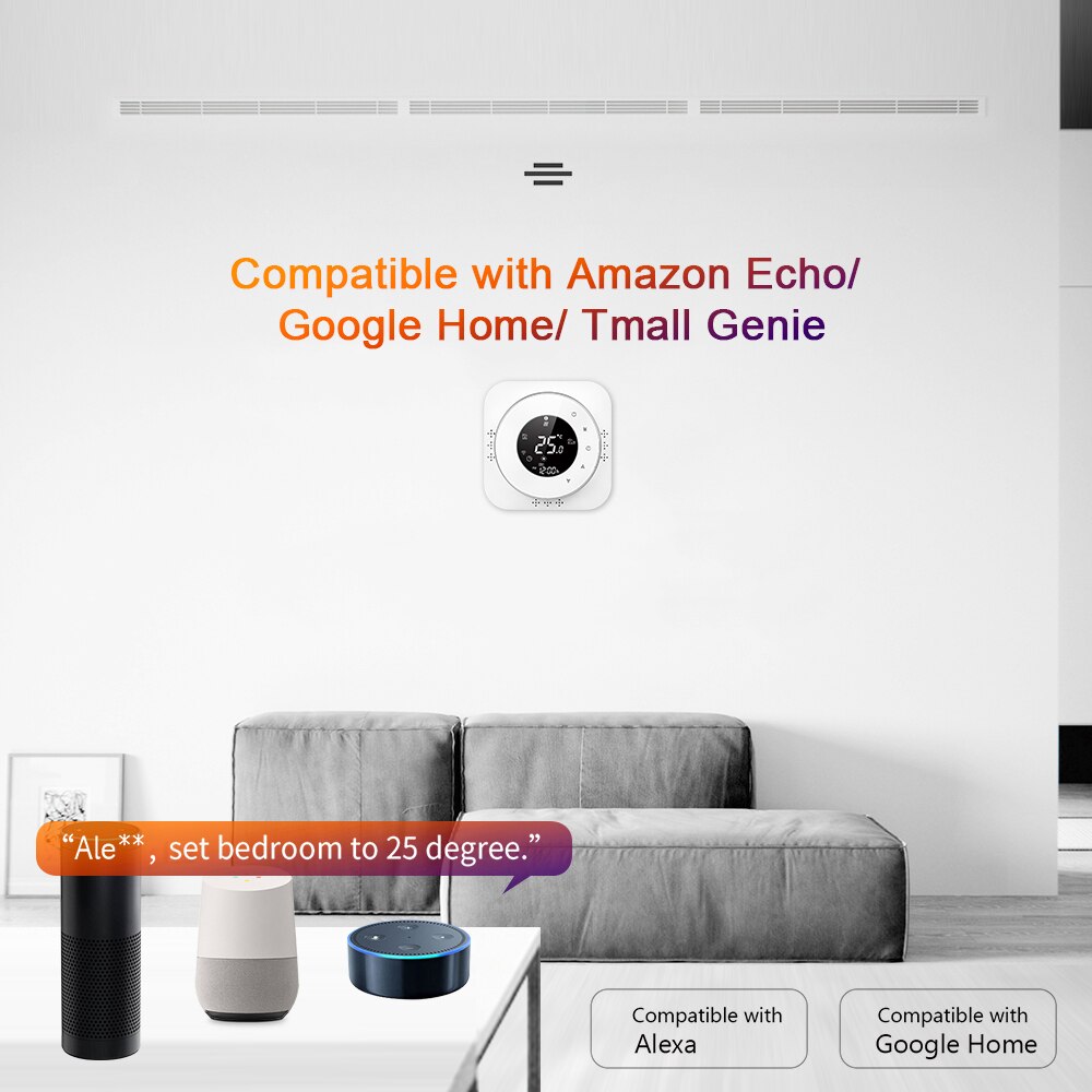 95-240V Wi-Fi Thermostat Programmable Smart Thermostat 5+1+1 Six Periods Voice APP Control LCD Water Heating Thermoregulator