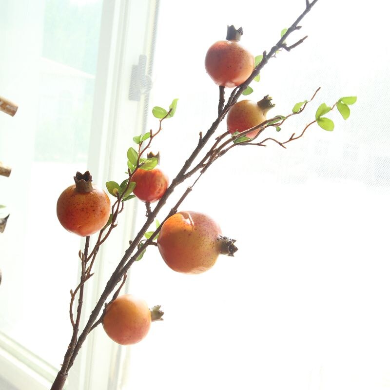 6 cabezas de ramas de Granada flores artificiales de frutas de espuma plantas decoración de balcón arreglo de flores