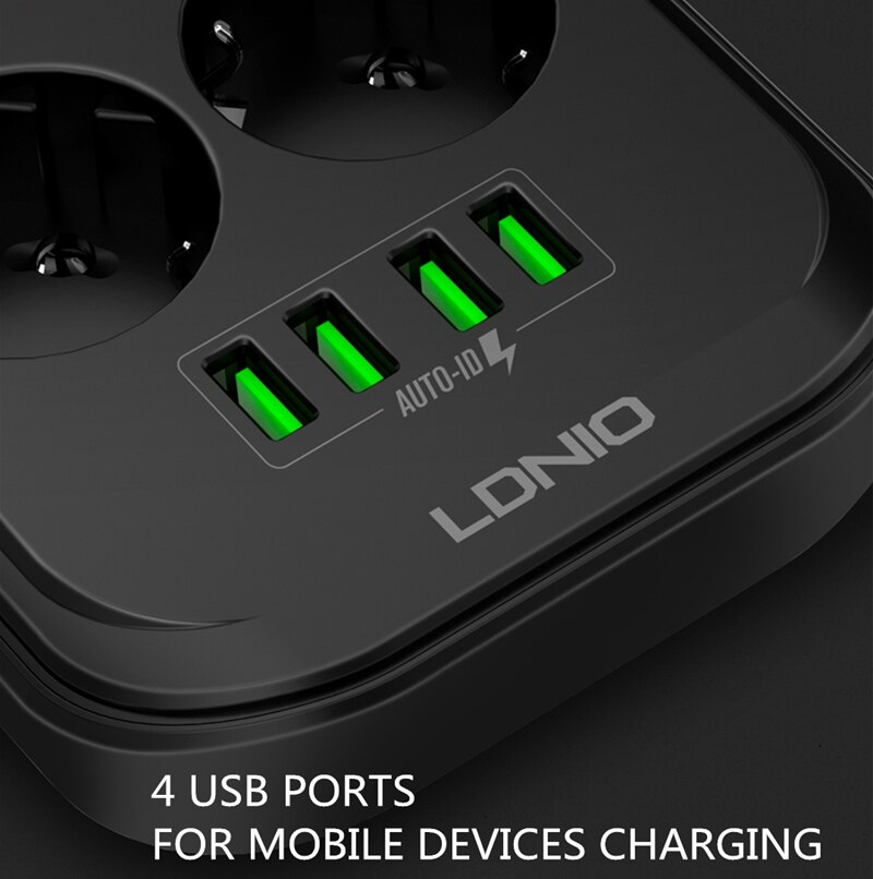 Ldnio 4 usb telefonlader flere stikkontakter 6 eu stikkontakter lader til hjem/restaurant som lader mobiltelefon