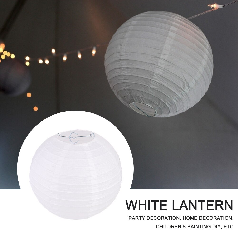 Farolillos chinos de papel de Color blanco de 20/30cm para bodas, eventos, fiestas, suministros de decoración para vacaciones, bola de papel