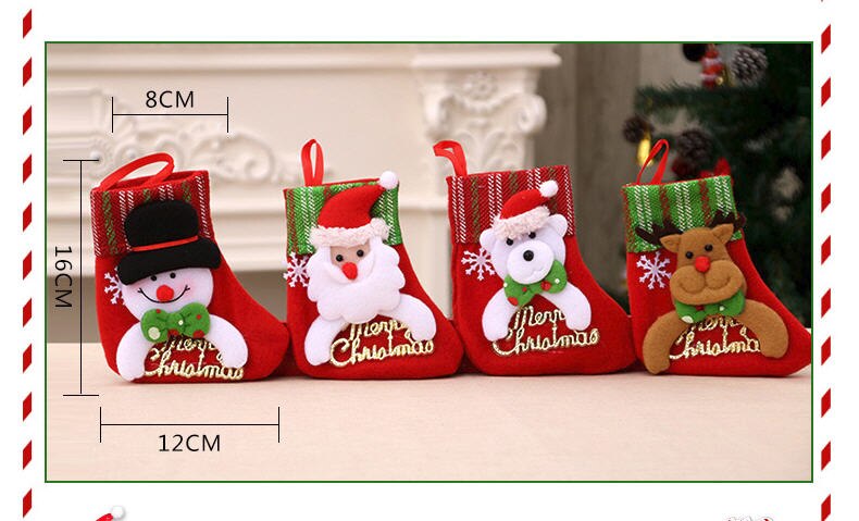 4 pc Christmas Socks Candy Socks Painted withTrees Bag Hanging Ornamnet for Christmas Tree Kids Showcase Decoration: Y01A S