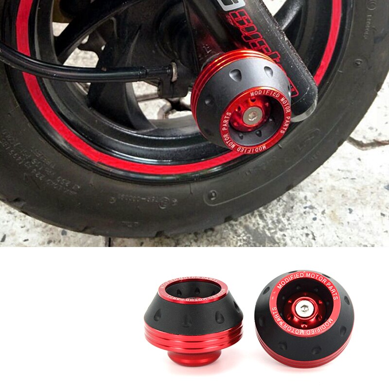 1 paire moto chute Protection Scooter cyclomoteur CNC aluminium moto accessoires avant fourche roue cadre curseurs alliage