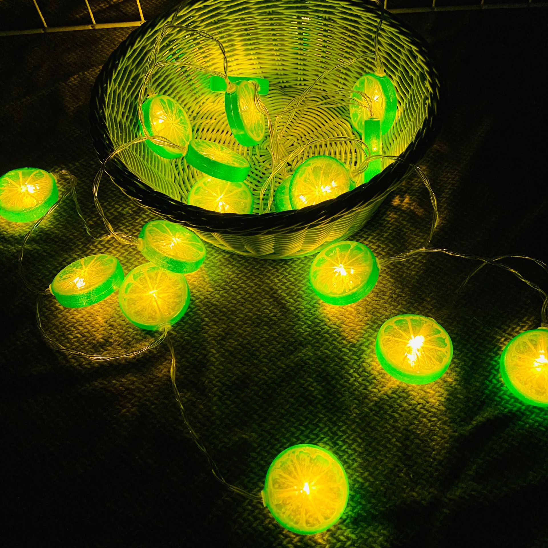 Guirlande lumineuse à 10led, 1.5M, Fruit fraise, noël, féerique, jardin, mariage, , décoration de maison,: lemon green / by battery