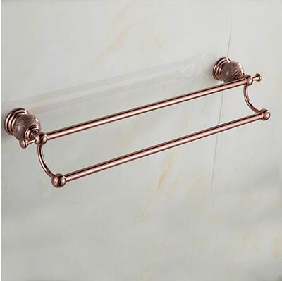 Zestaw akcesoriów łazienkowych z mosiądzu i jadeitu, wieszak ścienny z różowego złota, uchwyt na papier, wieszak na ręczniki, kosz na mydło, wieszak na ręczniki zestaw sprzętu łazienkowego: podwójnie towel bars