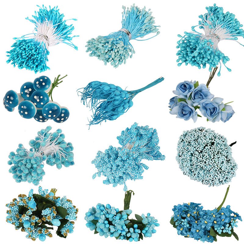 8/10/12/90/144 pièces bleu mixte hybride fleur cerise étamine baies Bundle bricolage gâteau noël mariage boîte guirlande déco