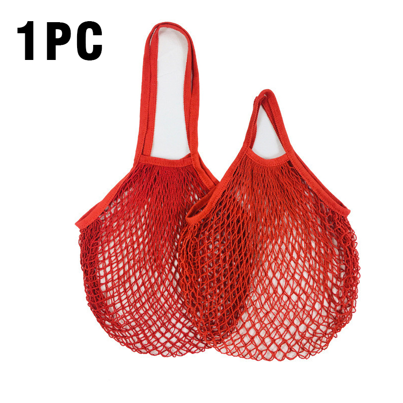 Wasbare katoenen mesh boodschappentassen Katoenen touwtassen Netto boodschappentassen Mesh tassen voor fruitopslag Herbruikbare fruit-groentezak