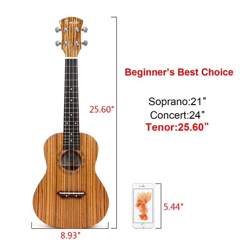 Kmise Tenor Ukulele Ukelele Uke 26 inch 18 Frets Zebrawood 4 String Hawaii Guitar Musical Instrument
