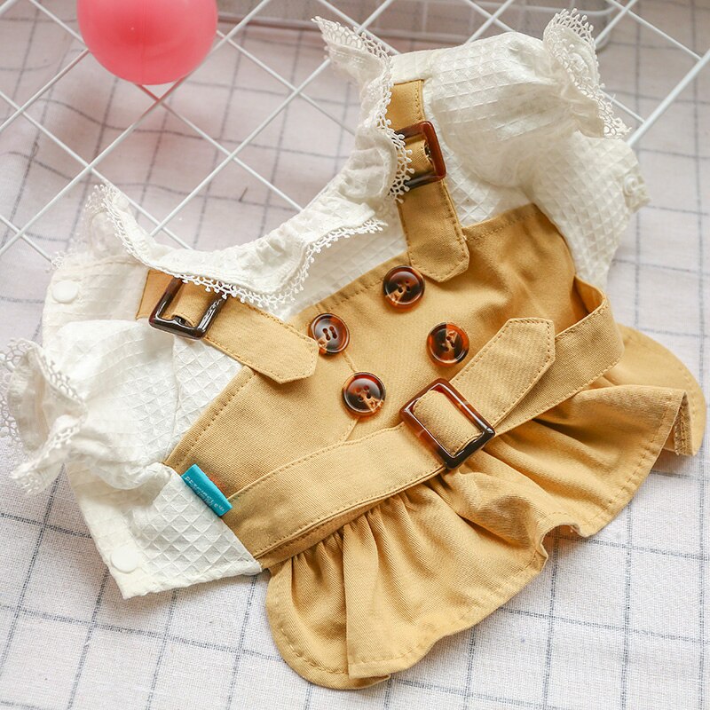 Vestido de boda de lujo para perro, vestidos de verano para mascotas para perros pequeños caqui, Chihuahua Shih Tzu, disfraces, falda para perrito, vestidos para perros