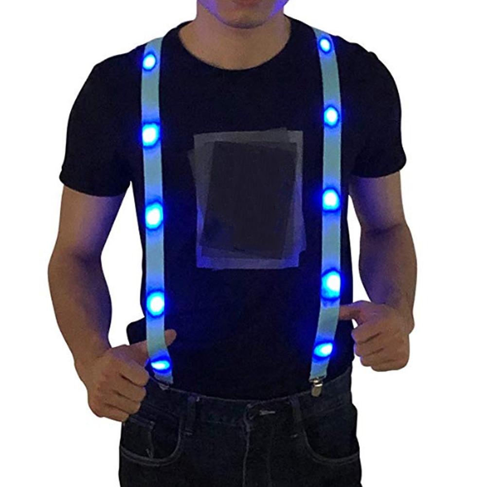 LED Glow Light Up Unisex Clip-on Suspenders Ela... – Grandado