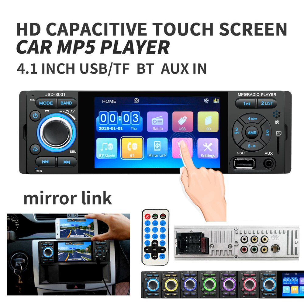 Car 4.1" High Definition Capacitive Touching Screen BT Car MP5 Player On-board USB Card Inserting Machine Car Radio Car Stereo
