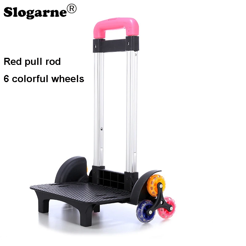 Børnerygsæk trækstang trolleyhjul børneskoletaske tilbehør forbindelsesstang stator studerende trapper 6 hjul tasker dele: Guld