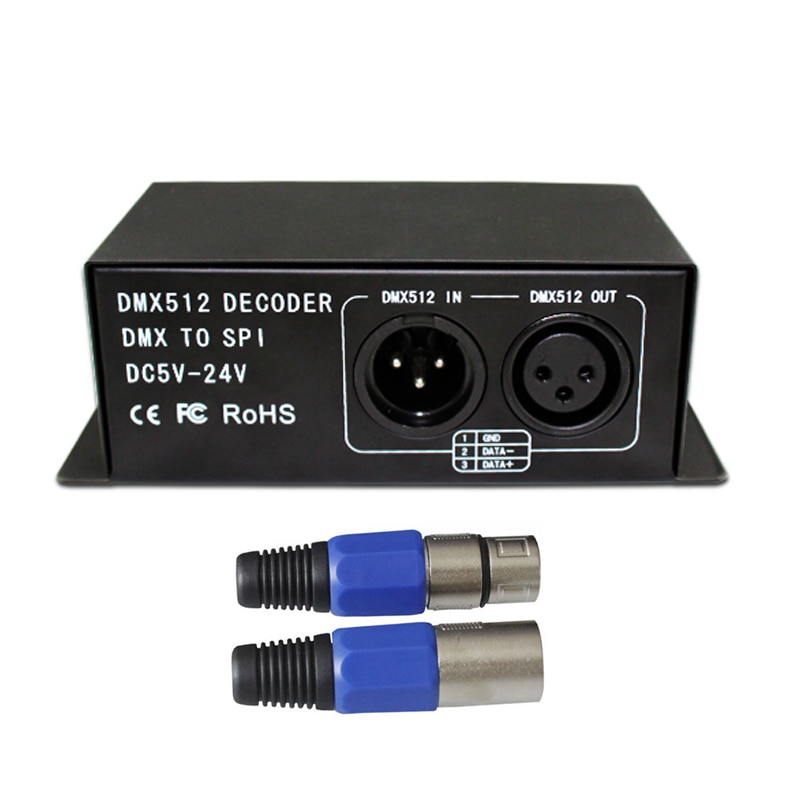 Decodificador spi DMX 512, Dirección de índice automático y interruptor de código 2811/2812/1903/1809 a todo color, decodificador dmx512 DC5-24V