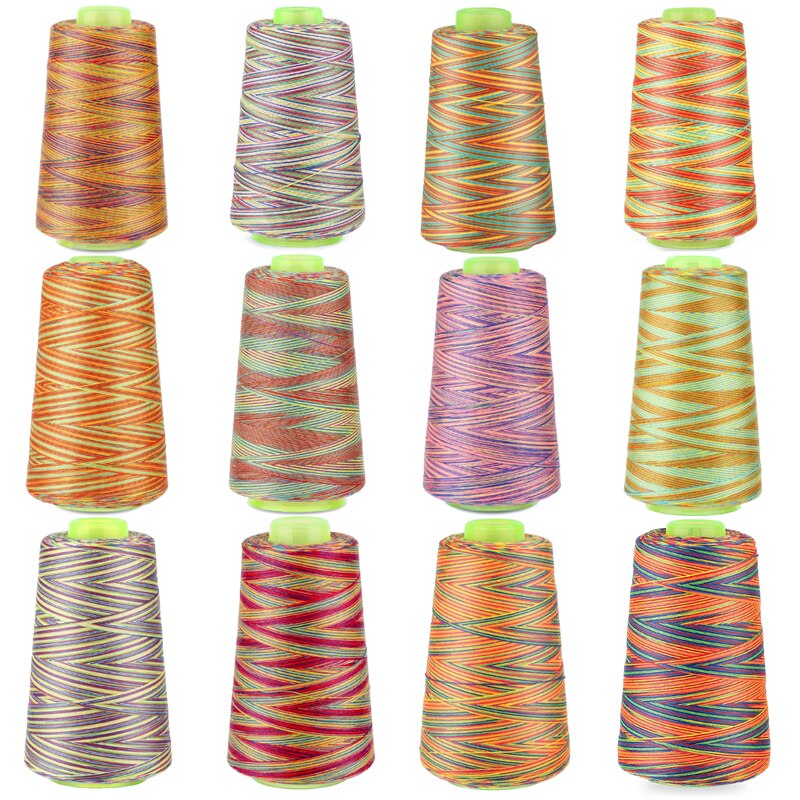 Nonvor 3000 Yards Rainbow Sewing Thread Multifunctional Polyester Sewing Thread for Regular Sewing Quilting Overlock Embroidery