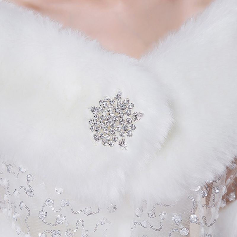 Bride Wedding Shawl Autumn Winter Plush Lace Rhinestone Shawls Cape Scarf