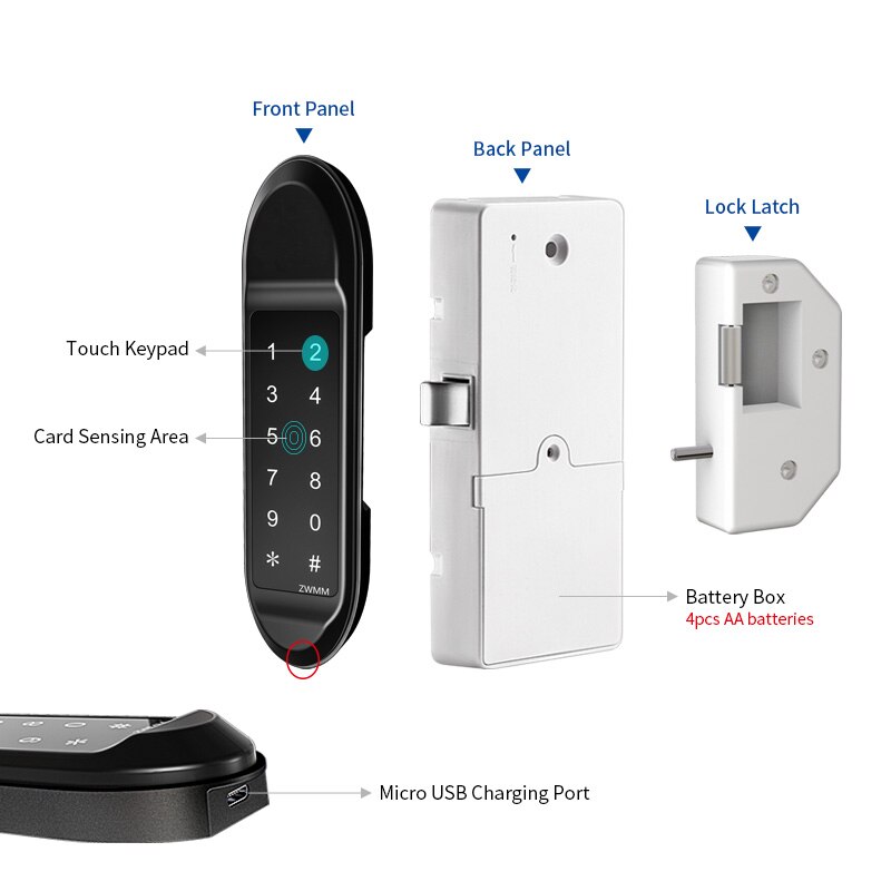 ttlock app remote control electronic smart magnetic sensor Rfid keypad cabinet Drawer lock